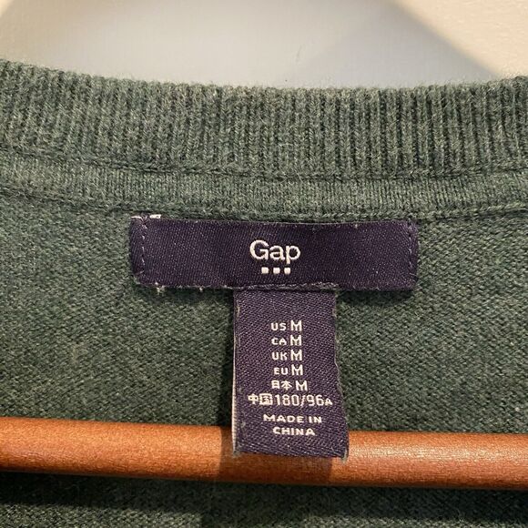Gap Factory Sweater Men Medium Forest Green V Neck Pullover Casual Versatile - Picture 2 of 9